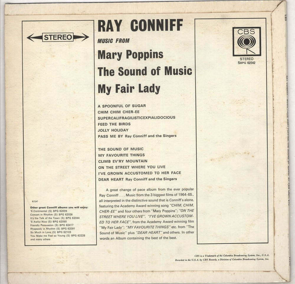 Ray Conniff Music From Mary Poppins, The Sound Of Music, My Fair Lady And Other Great Movie Themes UK vinyl LP album (LP record)