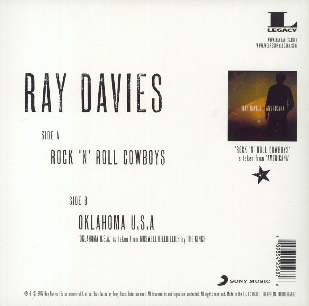 Ray Davies (Kinks) Rock 'N' Roll Cowboys UK 7" vinyl single (7 inch record / 45) 889854256876