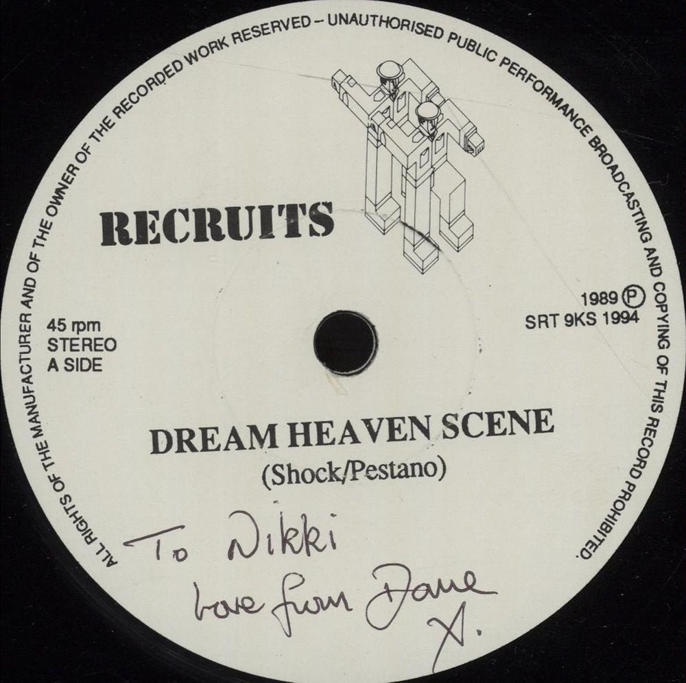 Recruits See My Face & Dream Heaven Scene - Autographed UK 7" vinyl single (7 inch record / 45)