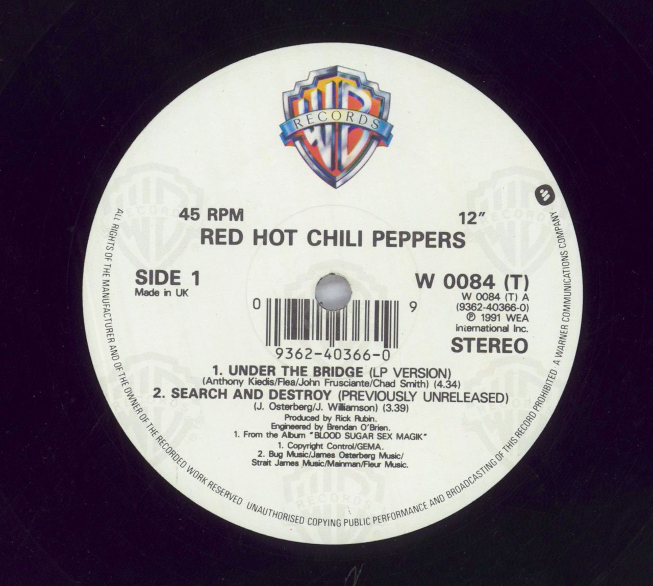Red Hot Chili Peppers Under The Bridge - VG UK 12
