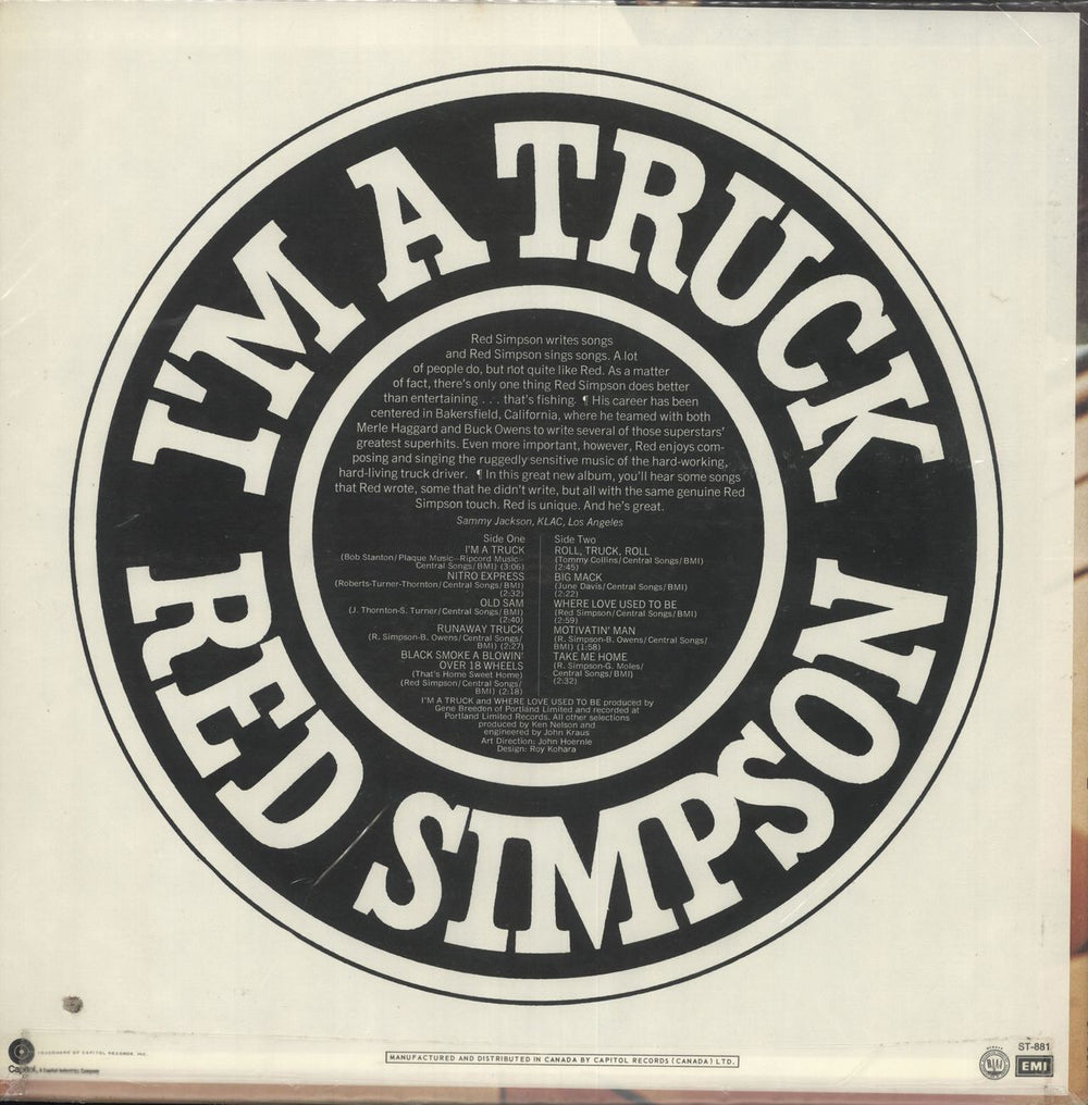 Red Simpson I'm A Truck US vinyl LP album (LP record)