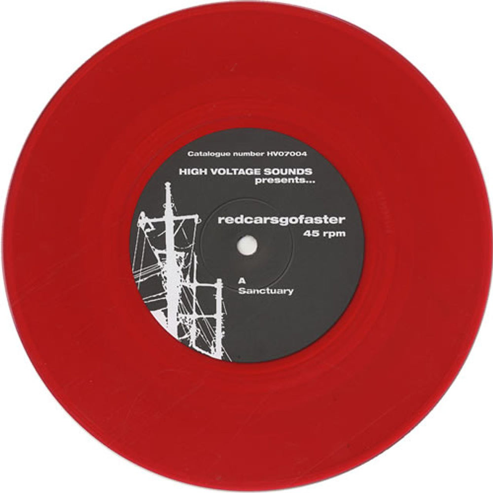 Redcarsgofaster Sanctuary - Red Vinyl UK 7" vinyl single (7 inch record / 45) RG407SA441448