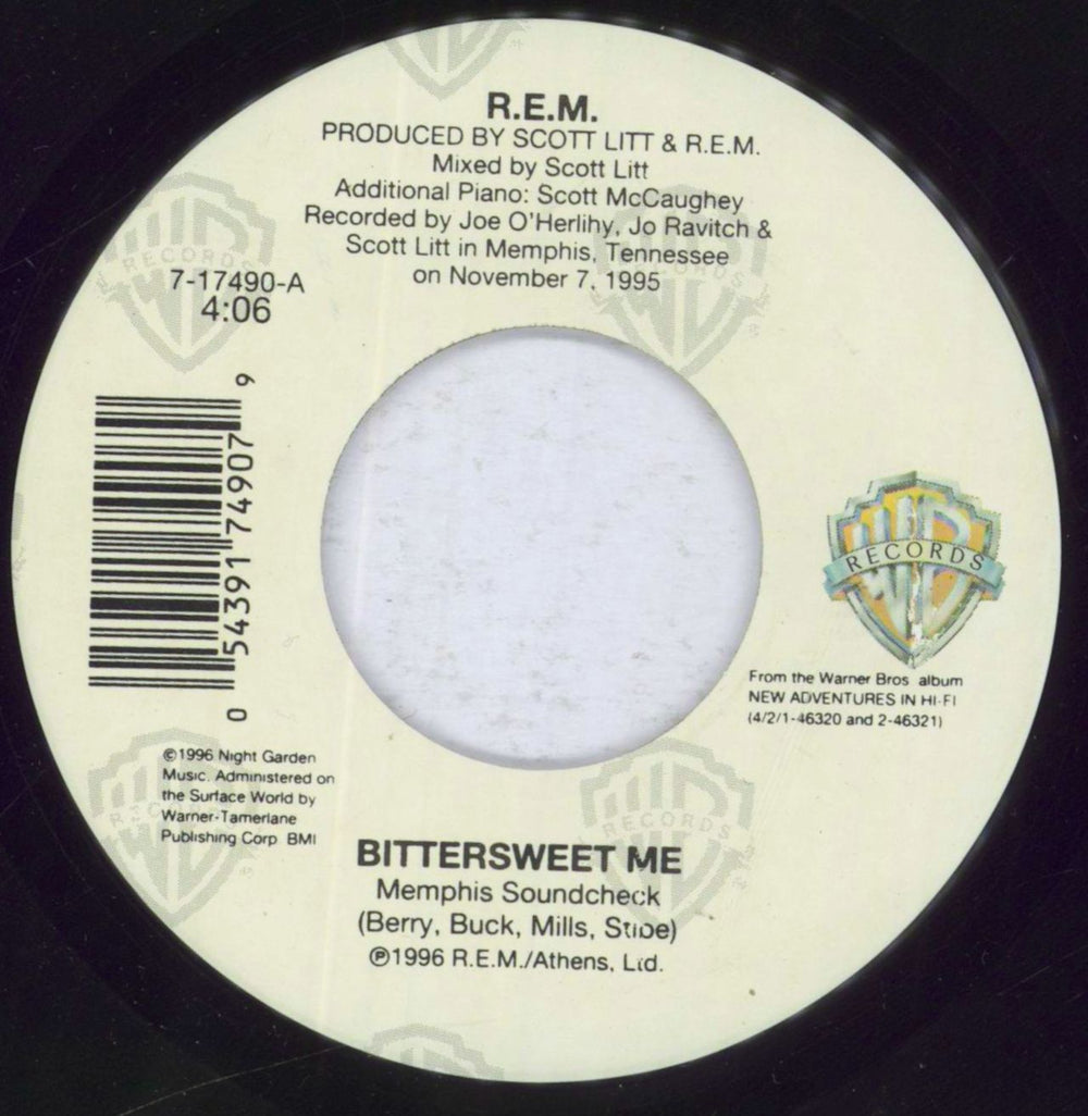 REM Bittersweet Me US 7" vinyl single (7 inch record / 45) 7-17490