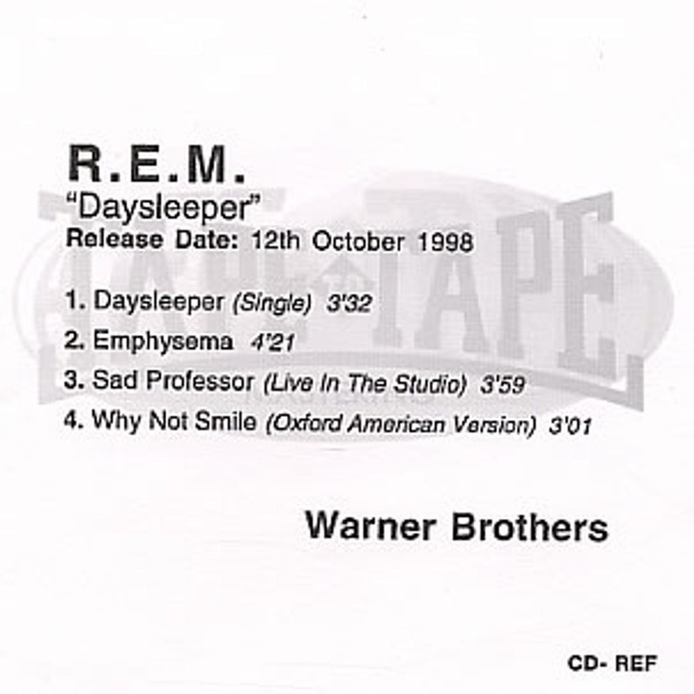 REM Daysleeper - 4-track UK Promo CD-R acetate CD ACETATE