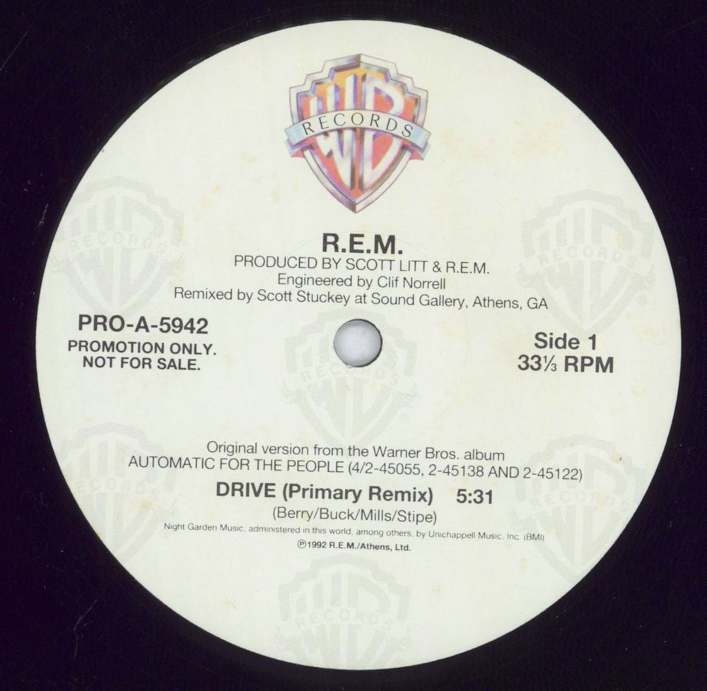 REM Drive - EX US Promo 12" vinyl single (12 inch record / Maxi-single) REM12DR832237