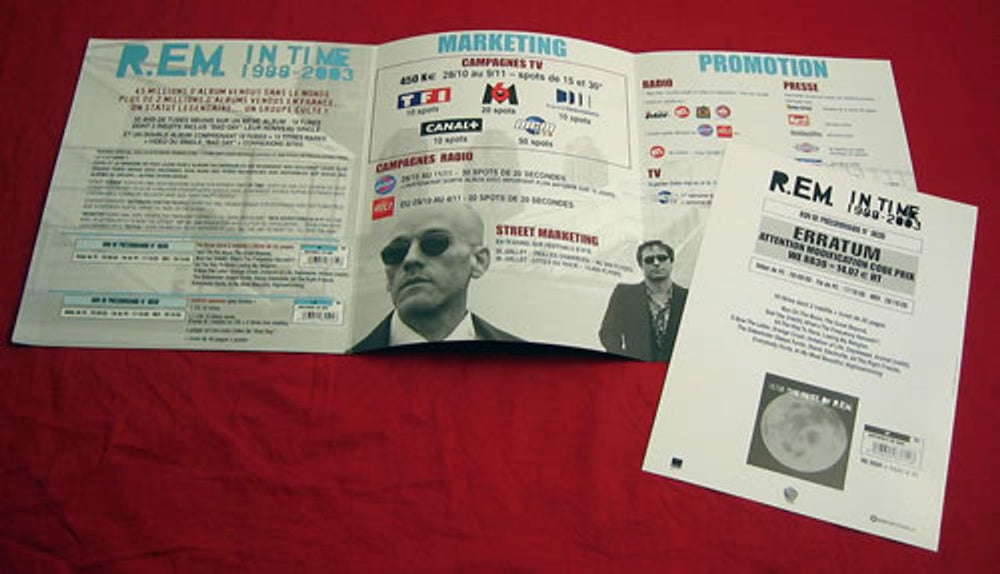 REM In Time 1988-2003 The Best Of R.E.M. French Promo display REMDIIN271089