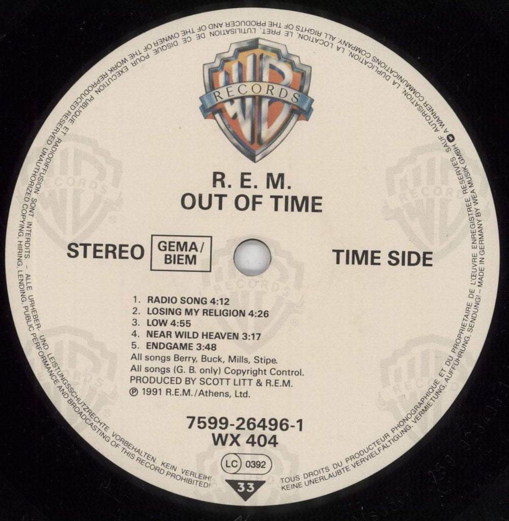 REM Out Of Time - EX UK vinyl LP album (LP record) REMLPOU817317