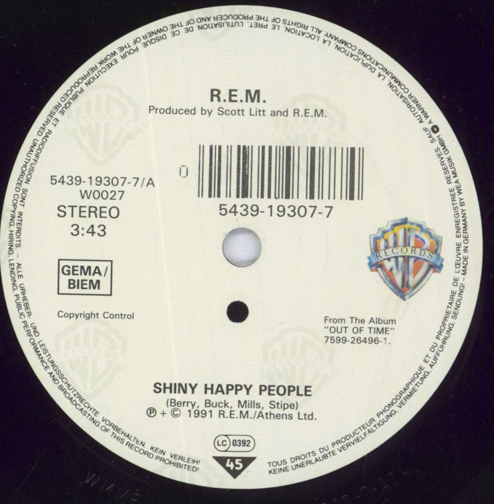 REM Shiny Happy People - PR-Copy German Promo 7" vinyl single (7 inch record / 45) REM07SH832149