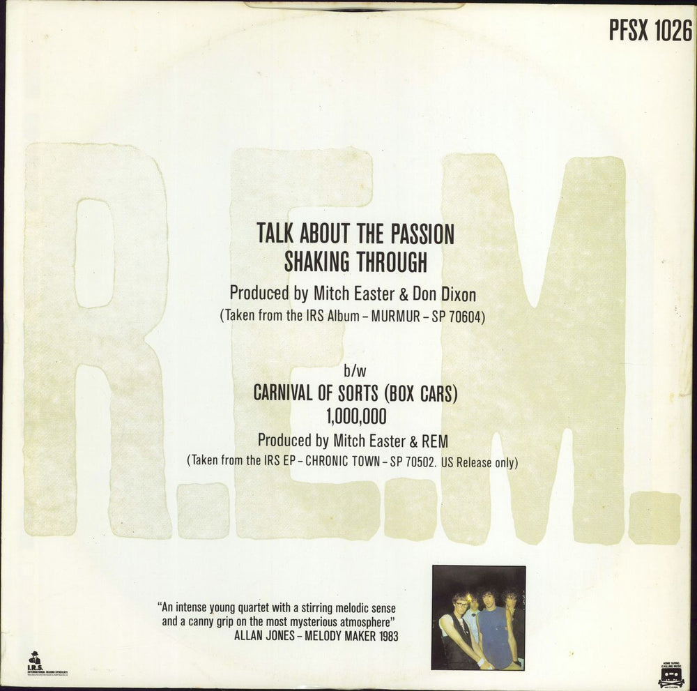 REM Talk About The Passion UK 12" vinyl single (12 inch record / Maxi-single)