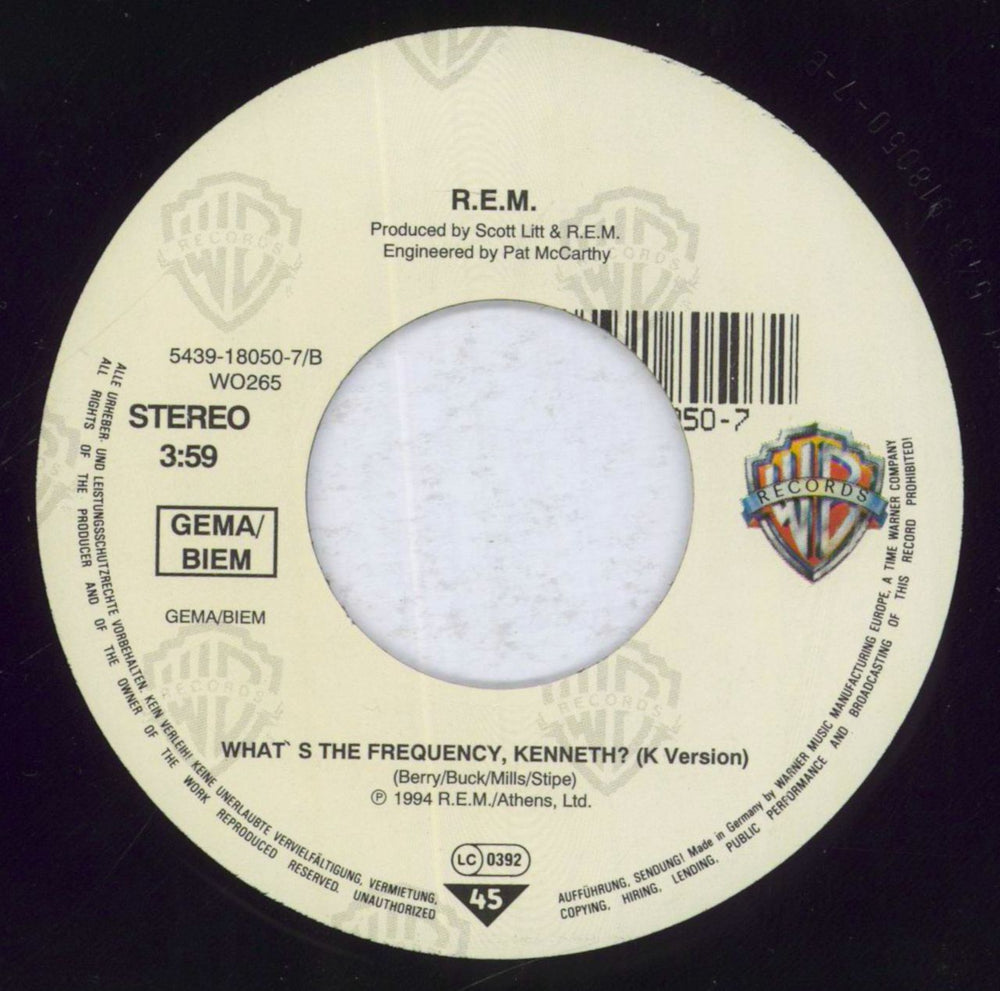 REM What's The Frequency Kenneth? - Jukebox UK Promo 7" vinyl single (7 inch record / 45)