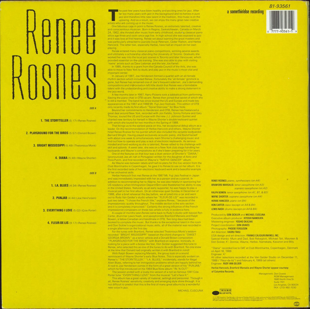 Renee Rosnes Renee Rosnes US vinyl LP album (LP record)