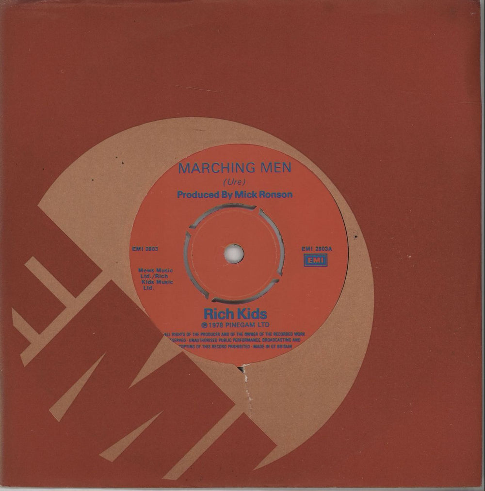 Rich Kids Marching Men UK 7" vinyl single (7 inch record / 45) EMI2803