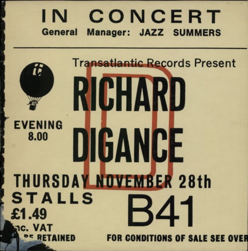 Richard Digance In Concert UK vinyl LP album (LP record) TRASAM35