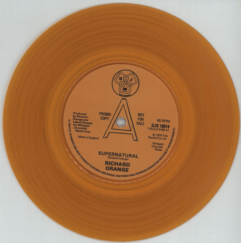 Richard Orange Supernatural - Orange Vinyl UK Promo 7" vinyl single (7 inch record / 45) DJS10914