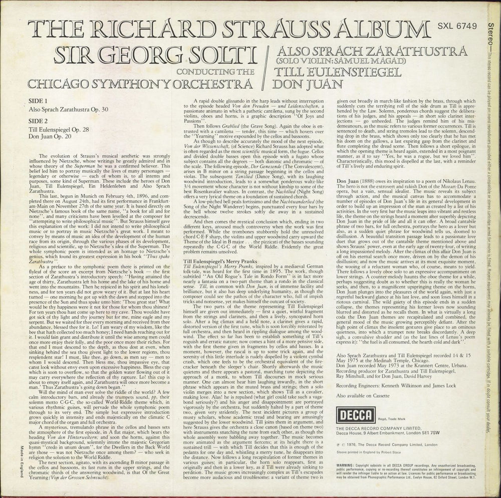 Richard Strauss The Richard Strauss Album - Test Pressing UK vinyl LP album (LP record)