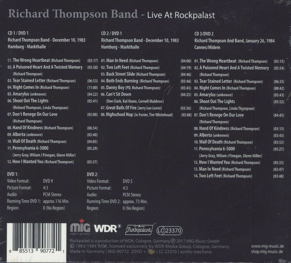 Richard Thompson Live At Rockpalast - Sealed German 3-disc CD/DVD Set 6925322461806