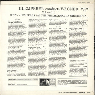 Richard Wagner Klemperer Conducts Wagner - Volume 3 UK vinyl LP album (LP record) WGXLPKL708782