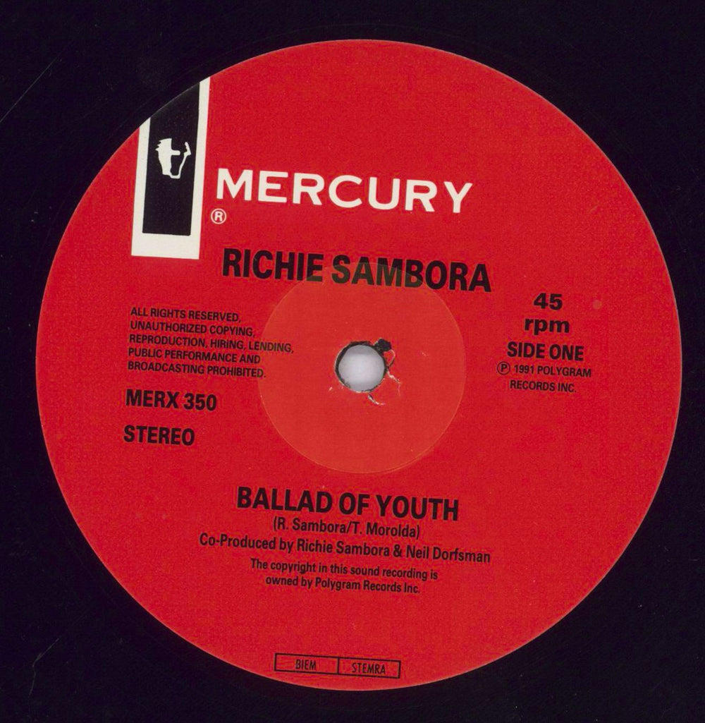 Richie Sambora Ballad Of Youth - EX UK 12" vinyl single (12 inch record / Maxi-single) RSB12BA829912