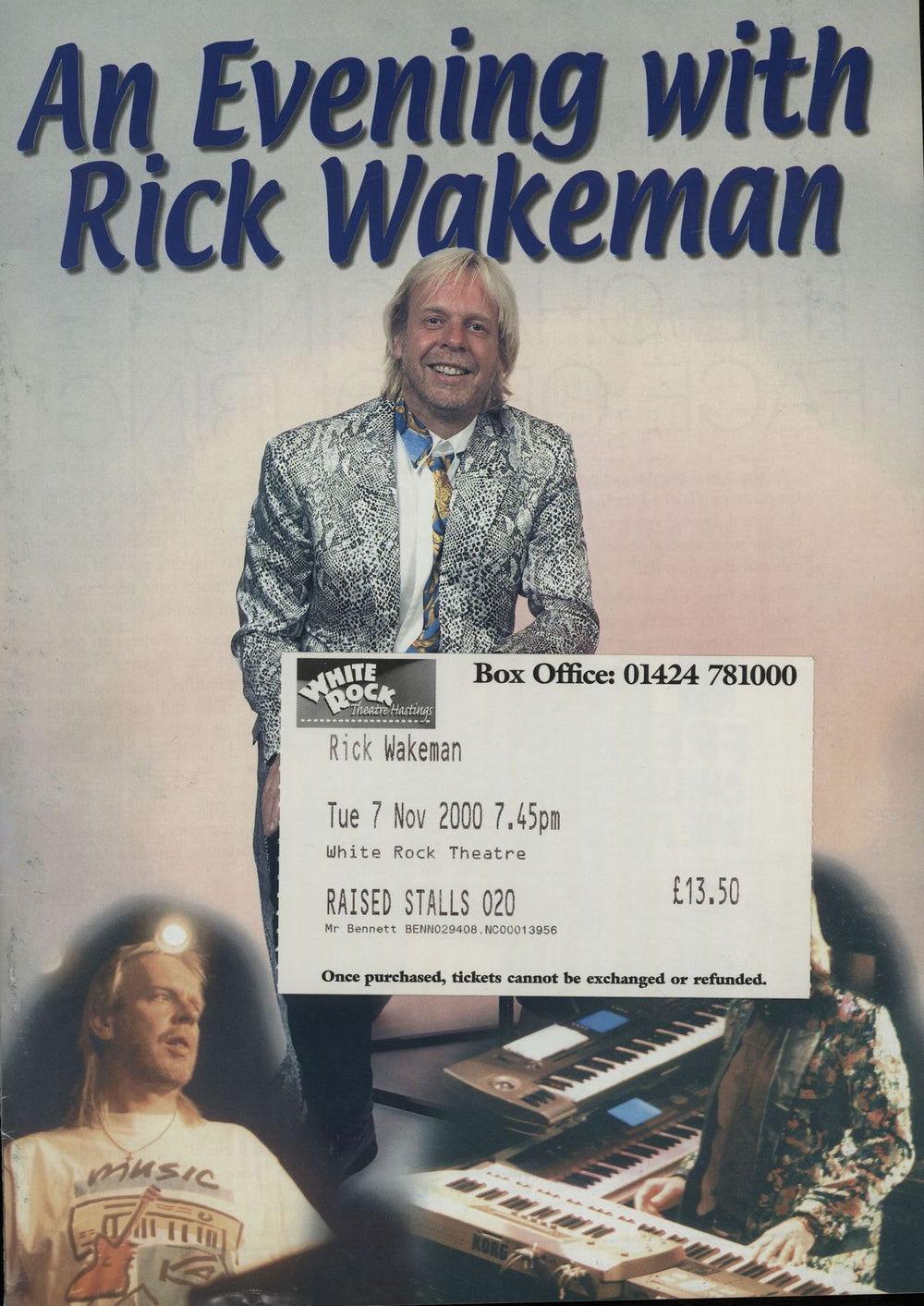 Rick Wakeman An Evening With Rick Wakeman + Flyer & Ticket Stub UK tour programme TOUR PROGRAMME