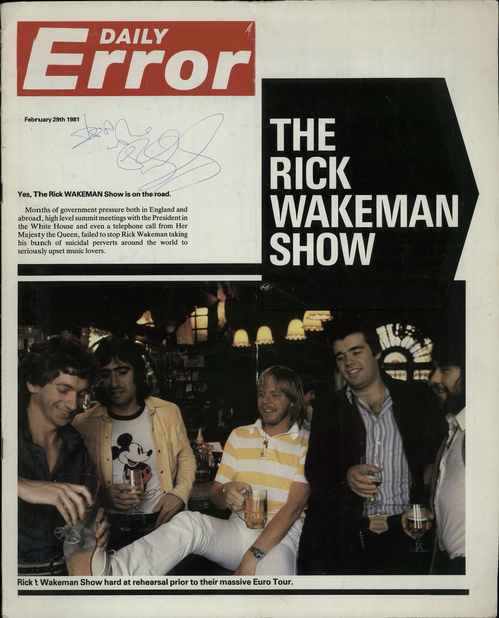 Rick Wakeman Daily Error - Autographed UK tour programme TOUR PROGRAMME