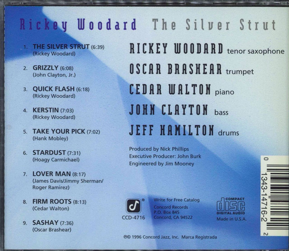 Rickey Woodward The Silver Strut US CD album (CDLP) 013431471622