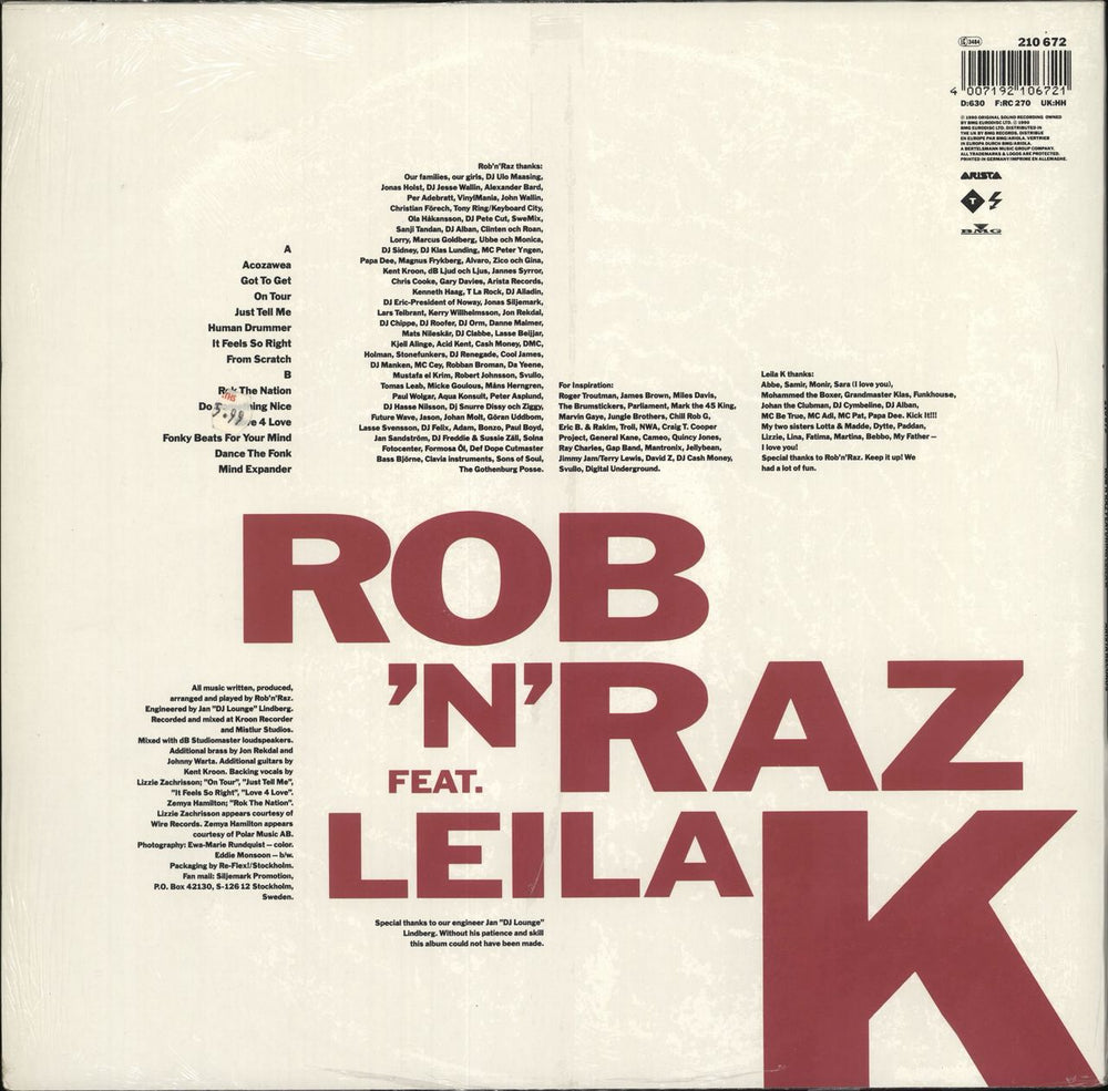 Rob 'N' Raz Rob 'N' Raz Featuring Leila K - Sealed German vinyl LP album (LP record) 4007192106721