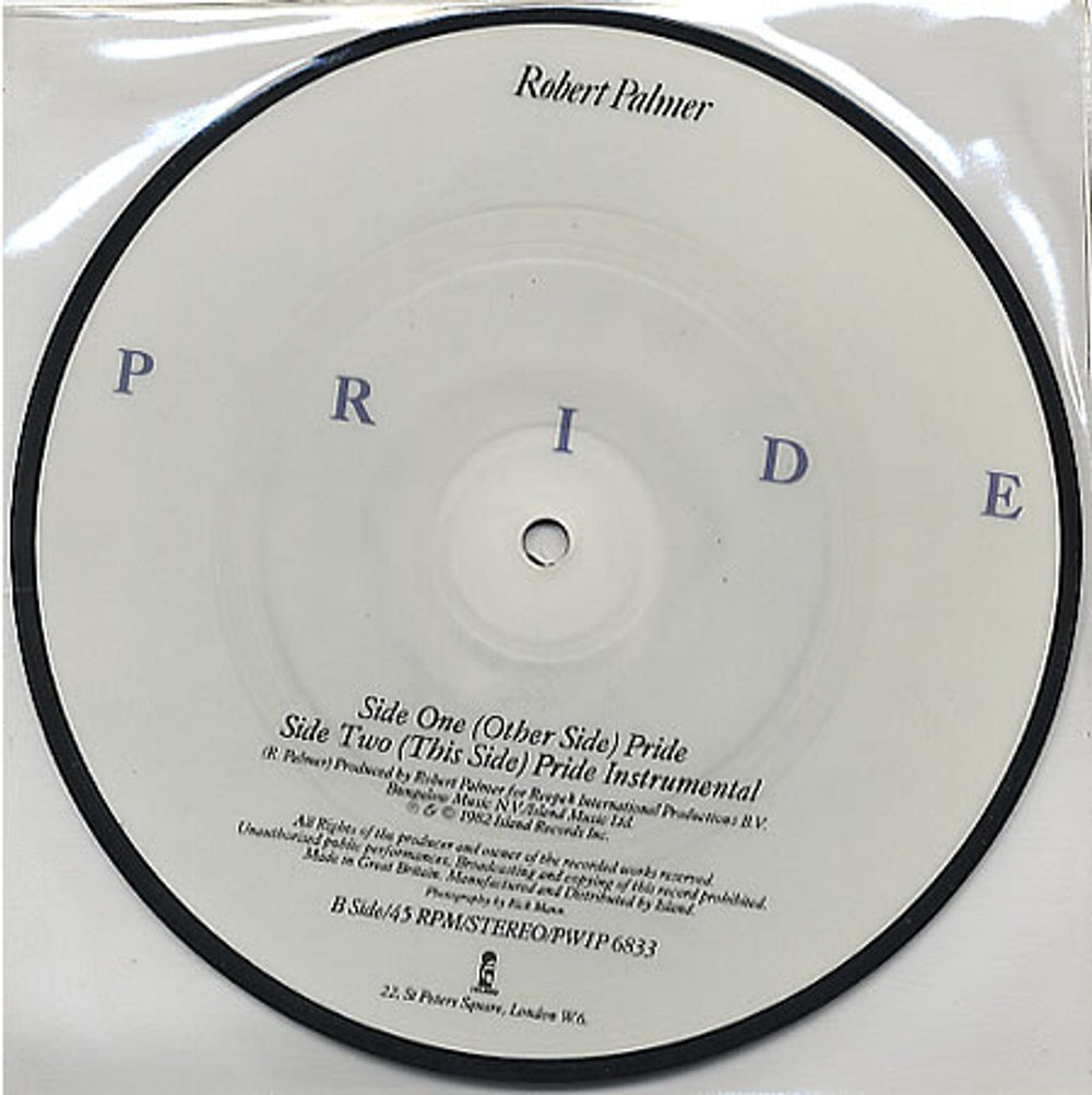 Robert Palmer Pride UK 7" vinyl picture disc (7 inch picture disc single) PLM7PPR190723