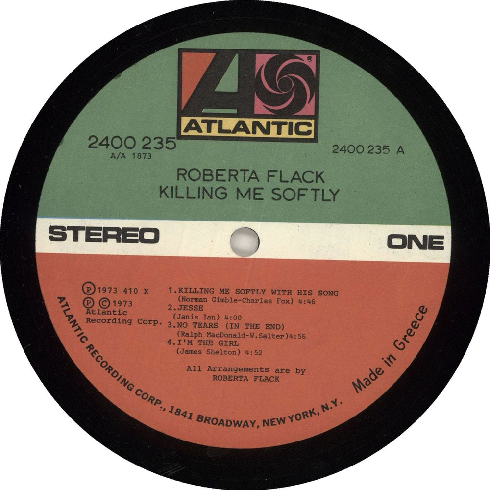 Roberta Flack Killing Me Softly Greek vinyl LP album (LP record)