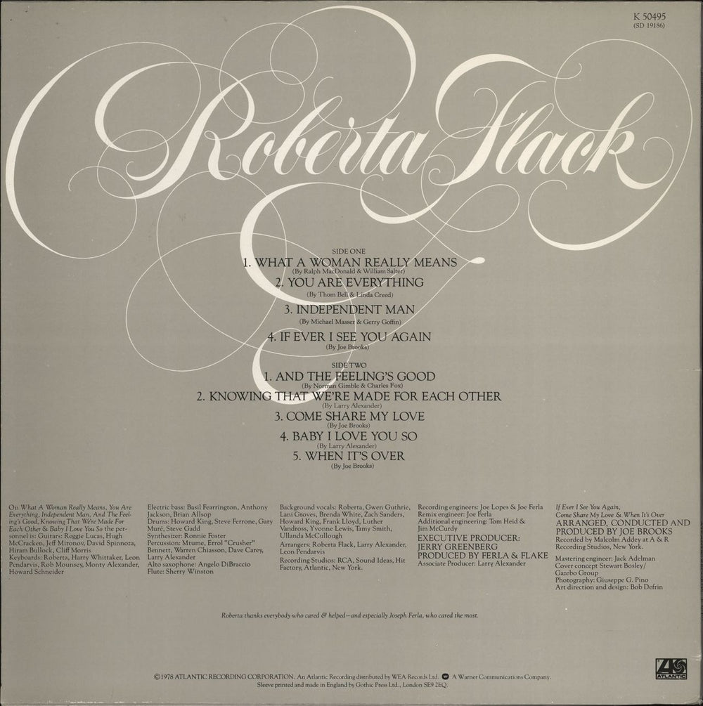 Roberta Flack Roberta Flack UK vinyl LP album (LP record)