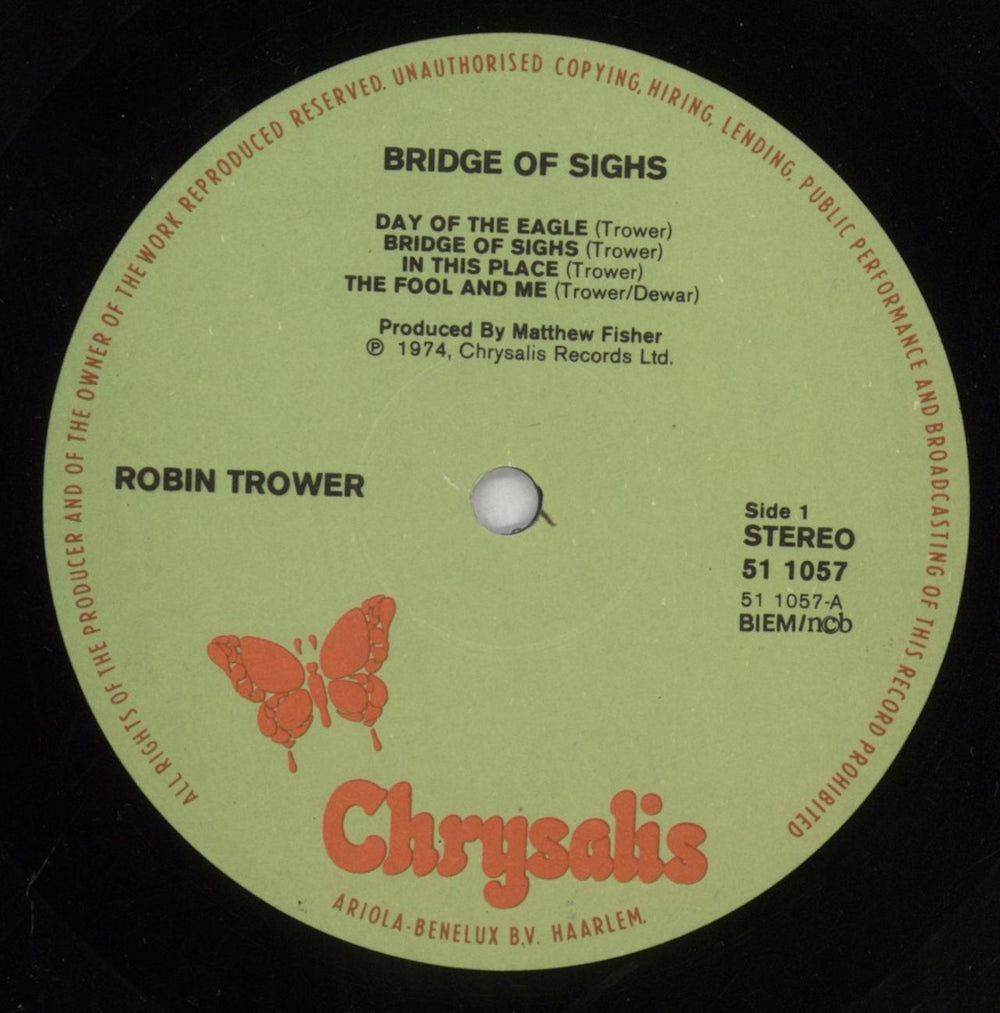 Robin Trower Bridge Of Sighs UK vinyl LP album (LP record) RTRLPBR828270