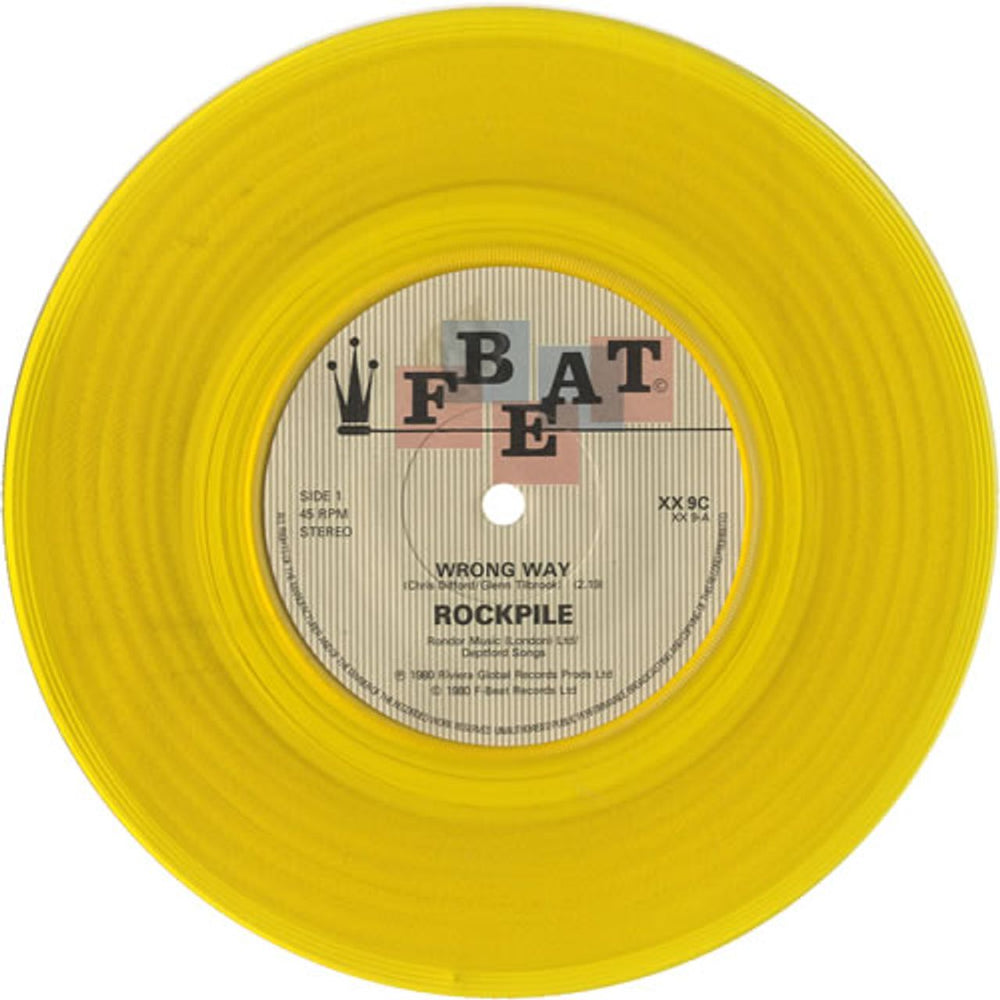 Rockpile Wrong Way - Yellow Vinyl UK 7" vinyl single (7 inch record / 45) XX9C