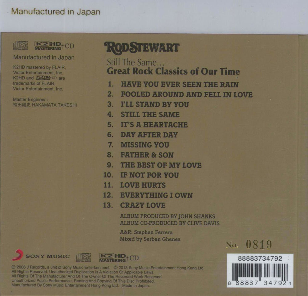 Rod Stewart Still The Same... Great Rock Classics Of Our Time Hong Kong CD album (CDLP) 888837347921