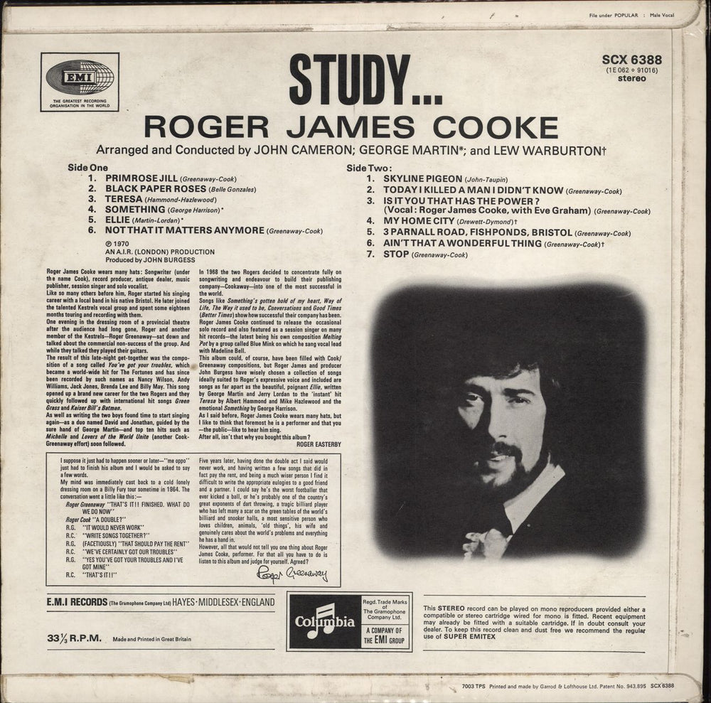 Roger James Cooke Study ... UK vinyl LP album (LP record)