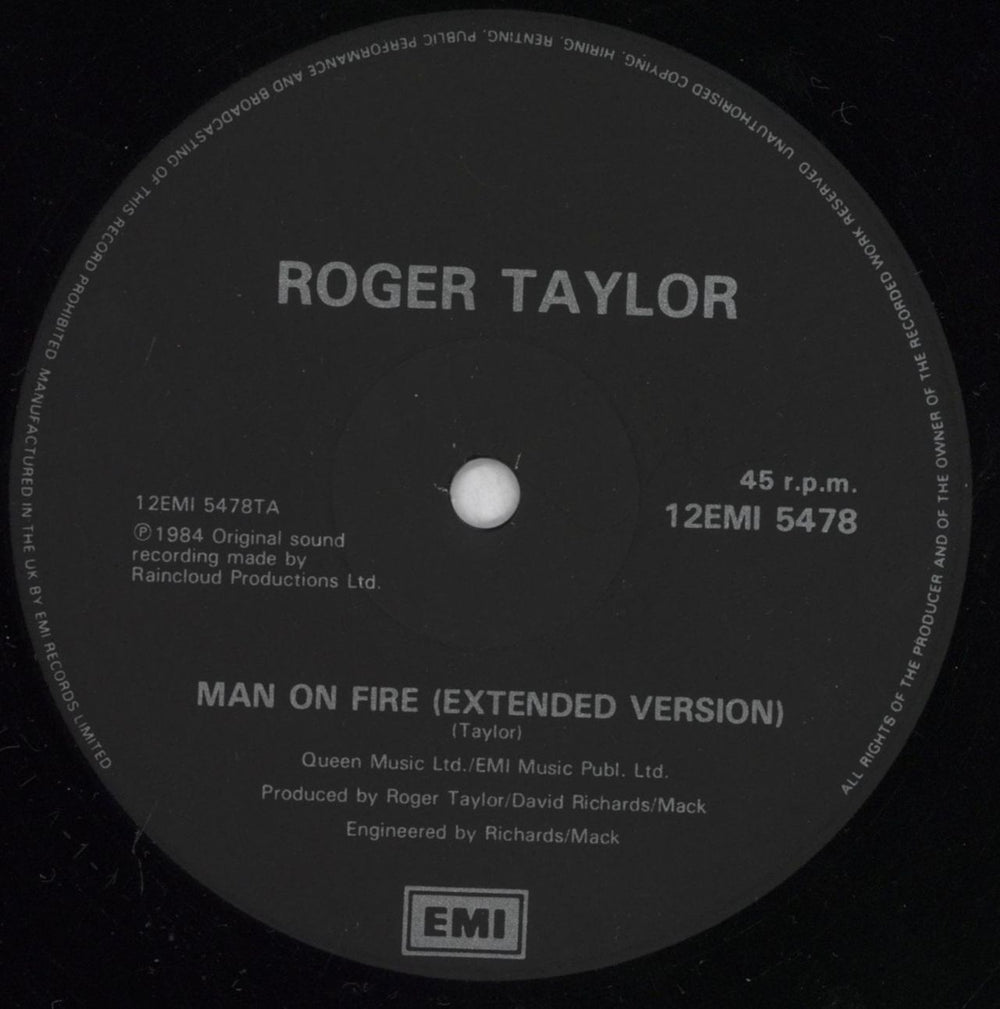 Roger Taylor Man On Fire UK 12" vinyl single (12 inch record / Maxi-single) ROG12MA00266