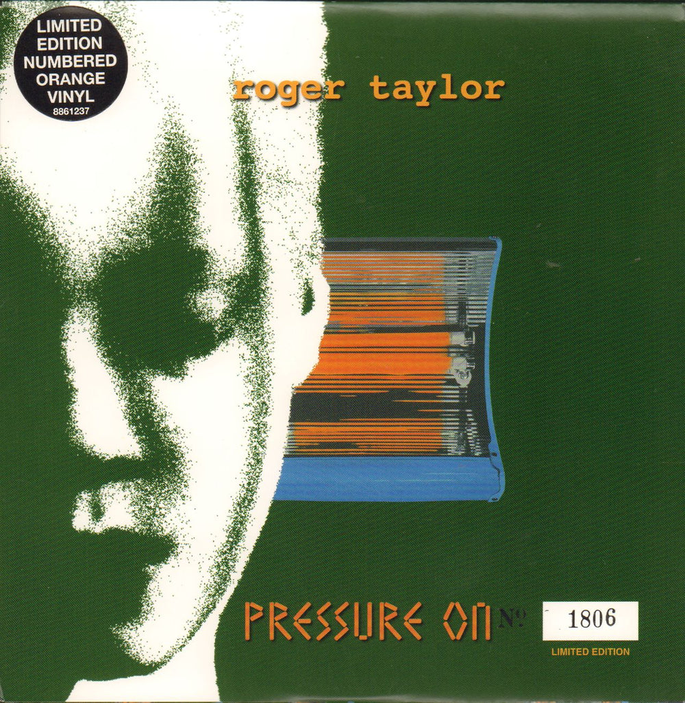 Roger Taylor Pressure On - Orange Vinyl + Numbered Sleeve UK 7" vinyl single (7 inch record / 45) R6507