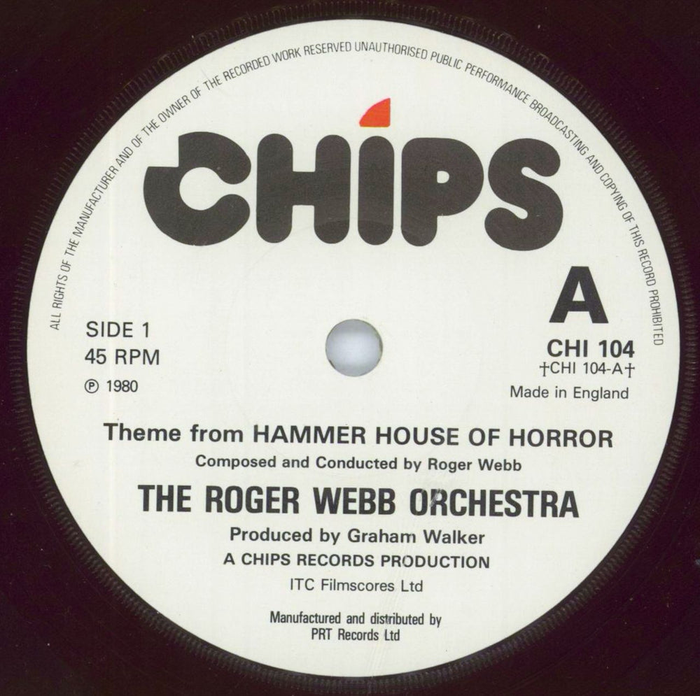 Roger Webb Theme From Hammer House Of Horror UK 7" vinyl single (7 inch record / 45) CHI104