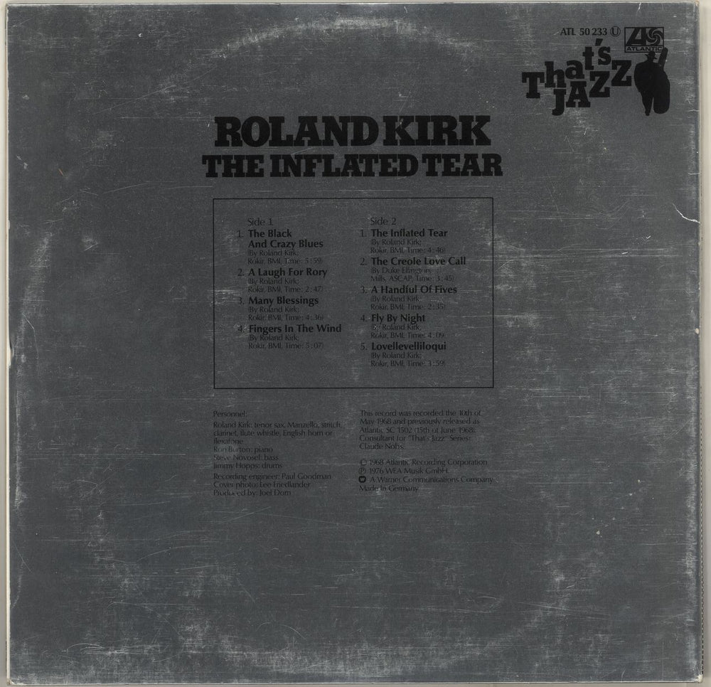 Roland Kirk Inflated Tear German vinyl LP album (LP record)