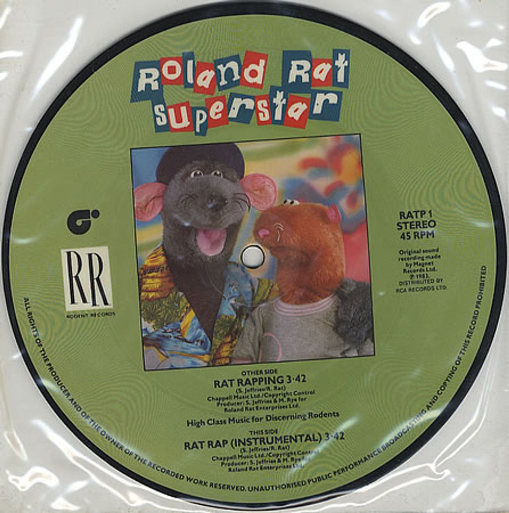 Roland Rat Rat Rapping UK 7" vinyl picture disc (7 inch picture disc single) RRT7PRA362437