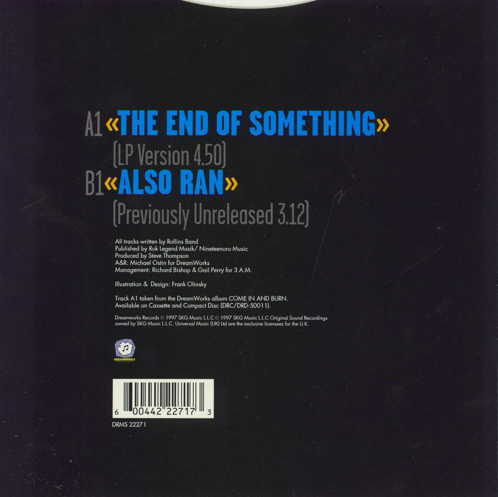 Rollins Band The End Of Something UK 7" vinyl single (7 inch record / 45) 600442227173