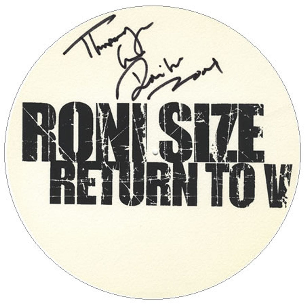 Roni Size Reprazent Return To V - Autographed UK Promo memorabilia SIGNED SLIPMAT