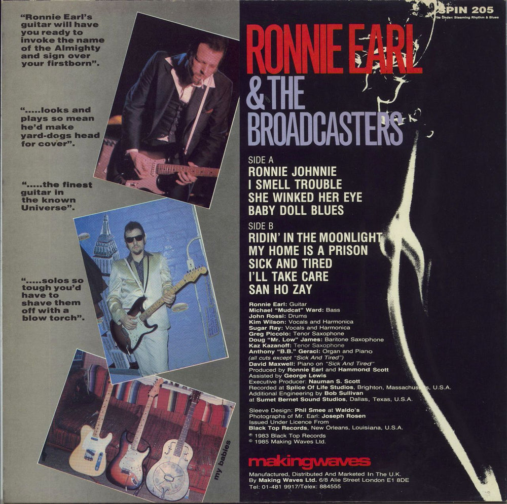 Ronnie Earl Smoking UK vinyl LP album (LP record)