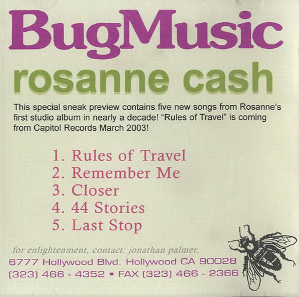 Rosanne Cash Rules Of Travel - Promotional Sample US Promo CD-R acetate CDRACETATE