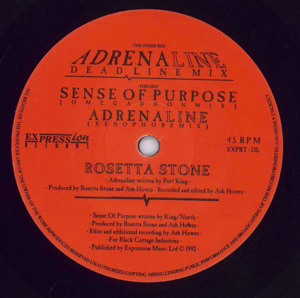 Rosetta Stone (Rock) Adrenaline - Dead Line Mix UK 12" vinyl single (12 inch record / Maxi-single) XO212AD831226