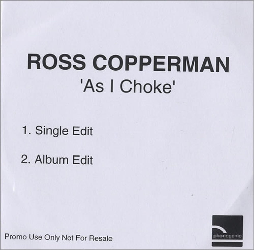 Ross Copperman As I Choke UK Promo CD-R acetate CD-R ACETATE