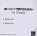 Ross Copperman As I Choke UK Promo CD-R acetate CD-R ACETATE