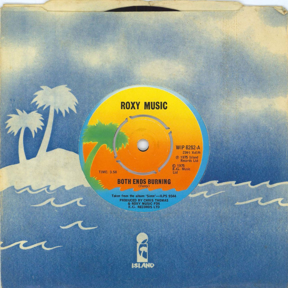 Roxy Music Both Ends Burning - 4pr UK 7" vinyl single (7 inch record / 45) WIP6262