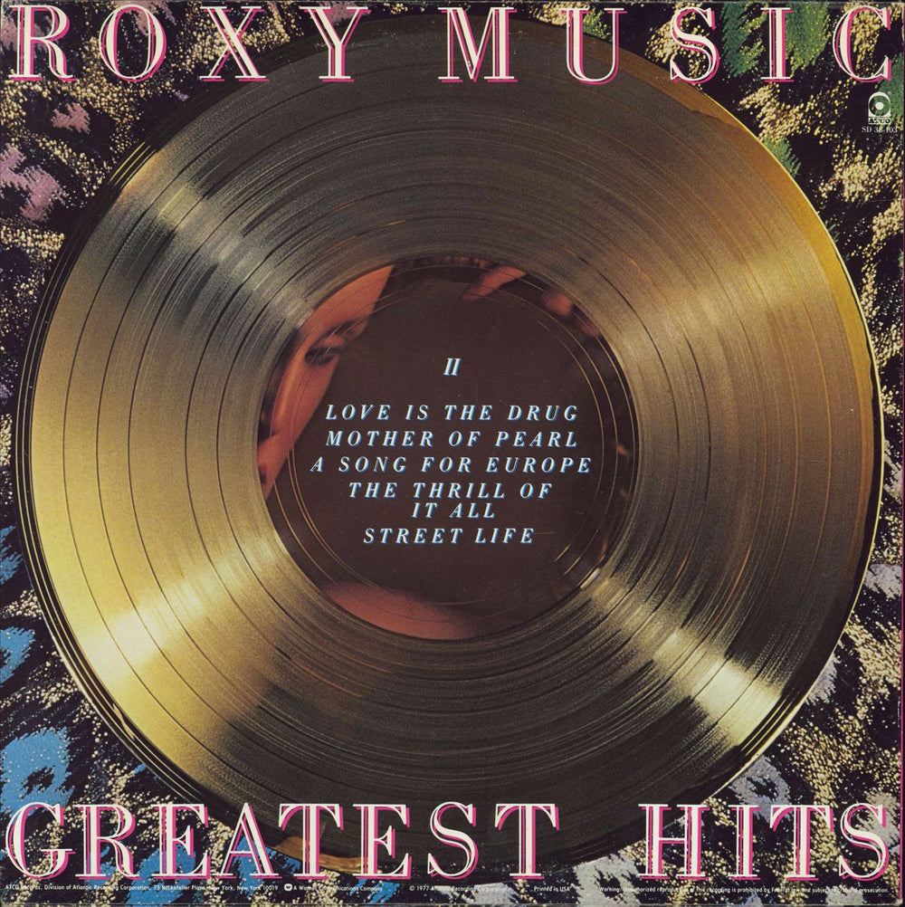 Roxy Music Greatest Hits - Gold Promo Stamped Sleeve US vinyl LP album (LP record)