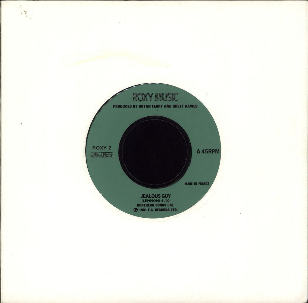 Roxy Music Jealous Guy - Jukebox UK 7" vinyl single (7 inch record / 45) ROXY2