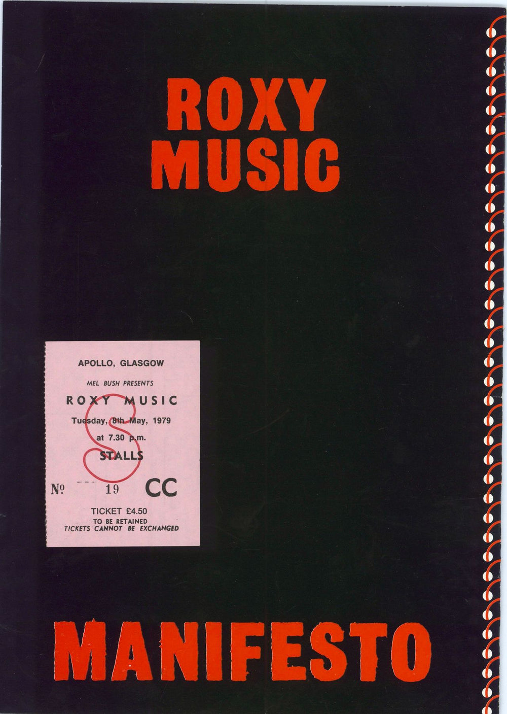 Roxy Music Souvenir Tour Diary 1979 + Stub UK tour programme