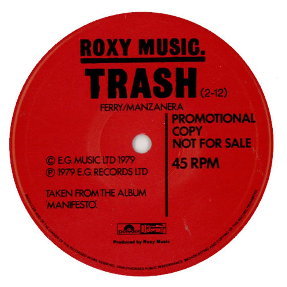 Roxy Music Trash/Trash 2 UK Promo 12" vinyl single (12 inch record / Maxi-single) RXY12TR43993